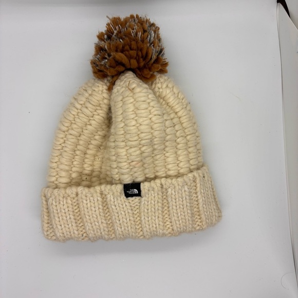 The North Face Cream Knit Pom-Pom Beanie - Picture 2 of 4